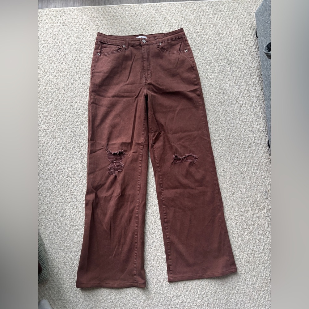 BP Brown Distressed Flare Jeans